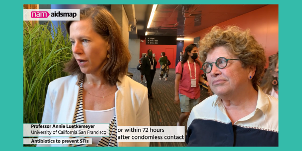 La redactora de NAM aidsmap, Liz Highleyman, habló con la profesora Annie Luetkemeyer y la profesora Connie Celum en la AIDS 2022 sobre el uso de antibióticos (doxiciclina) para prevenir las ITS.