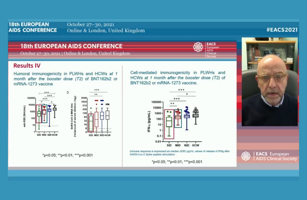 El doctor Andrea Antinori, en su presentación en la EACS 2021.