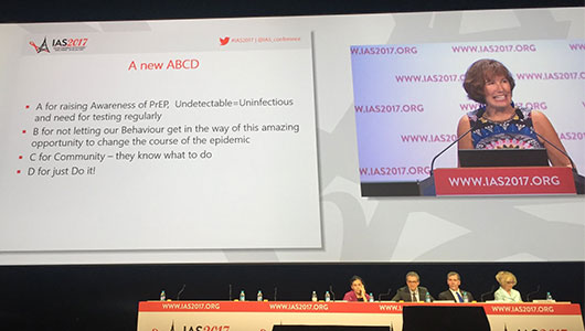 Sheena McCormack, en su intervención en la IAS 2017. Foto: Matthew Hodson, aidsmap.com